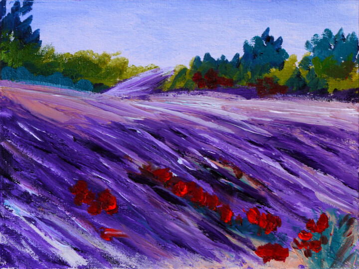 Printmaking titled "Lavender field art…" by Tetiana Surshko (SurshkoArt), Original Artwork, Digital Print