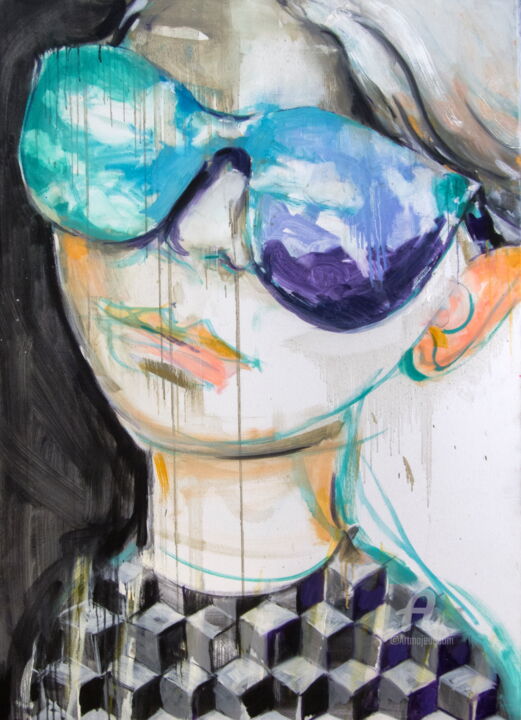 「Таny's glasses」というタイトルの絵画 Tetiana Tarasenkoによって, オリジナルのアートワーク, アクリル