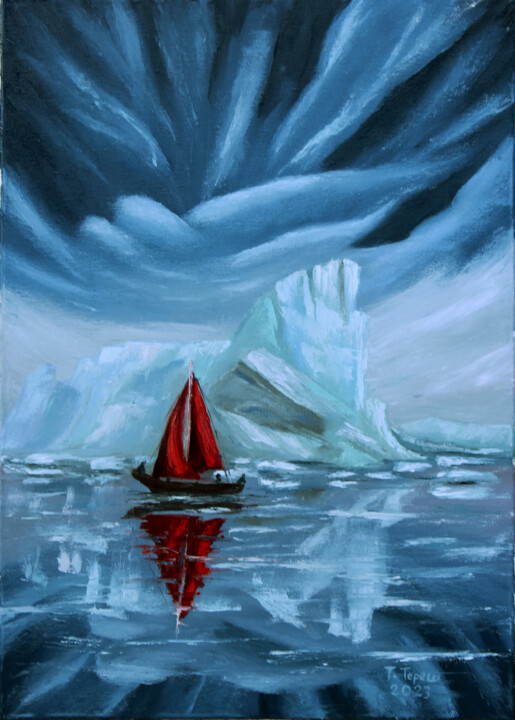 ""A sailboat in the…" başlıklı Tablo Tetiana Teresh tarafından, Orijinal sanat, Petrol