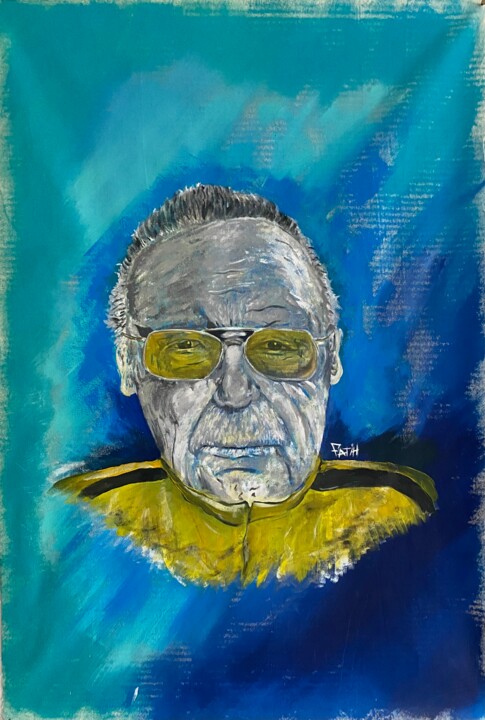 Ζωγραφική με τίτλο "Stan Lee" από Thenoktart, Αυθεντικά έργα τέχνης, Ακρυλικό