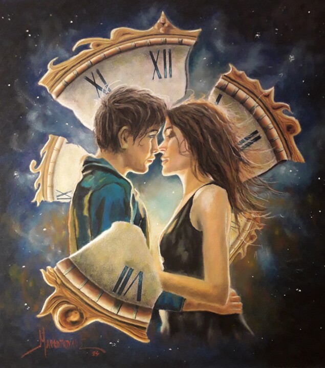 Pintura titulada "Lovers' time." por Theodoros Markopoulos, Obra de arte original, Pastel