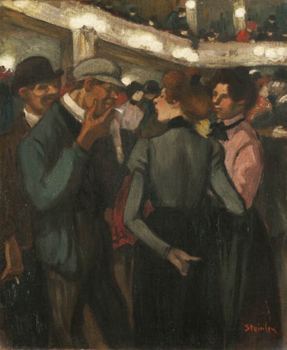Malerei mit dem Titel "Filles et souteneur…" von Théophile Alexandre Steinlen, Original-Kunstwerk, Öl