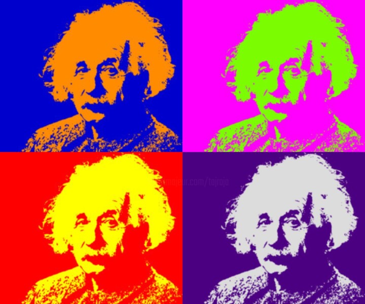 Arte digitale intitolato "Einstein, Pop Art" da Thierry Angot, Opera d'arte originale, Fotomontaggio