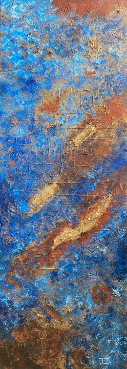 Pittura intitolato "Bleu & Or #02" da Thierry Courteau, Opera d'arte originale, Acrilico Montato su Telaio per barella in le…