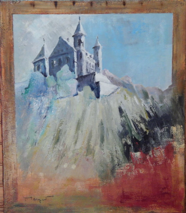 Картина под названием "le chateau" - Thierry Merget, Подлинное произведение искусства, Акрил Установлен на Деревянная рама д…