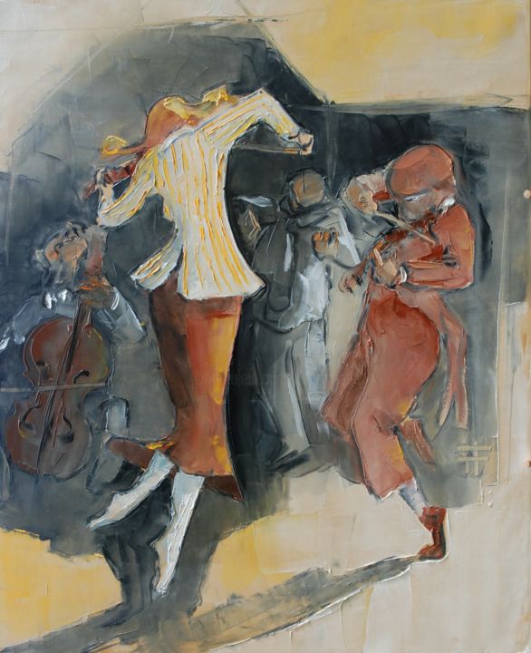 Painting titled "Violoniste-a-pointe…" by Thierry Faure, Original Artwork, Oil