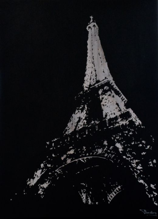 Malerei mit dem Titel "La Tour Eiffel -1.j…" von Thierry Chevalier, Original-Kunstwerk, Acryl