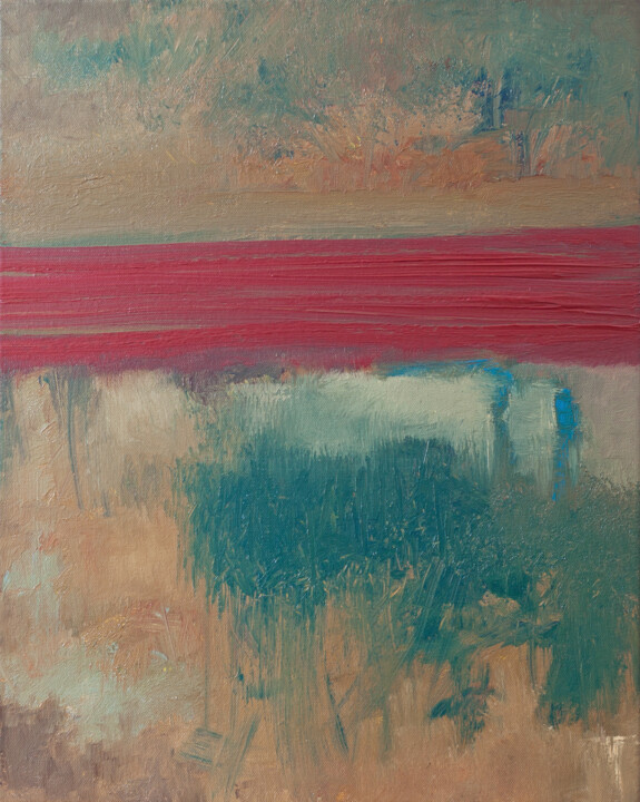 Malarstwo zatytułowany „Crimson Waters” autorstwa Thomas Hjelm, Oryginalna praca, Olej Zamontowany na Drewniana rama noszy