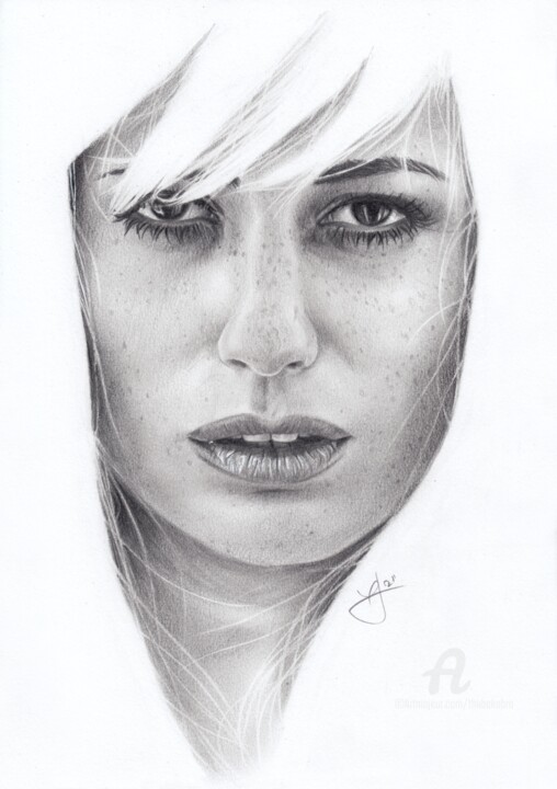 Drawing titled "White Hair Surreal…" by Anita Mihalyi (Thubakabra), Original Artwork, Pencil