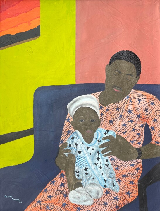 Pintura titulada "Father's Embrace" por Timothy Olaniyi, Obra de arte original, Acrílico