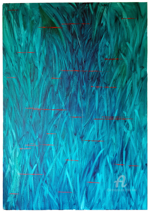 Malarstwo zatytułowany „Shallow Cuts” autorstwa Tina Lane, Oryginalna praca, Olej Zamontowany na Drewniana rama noszy