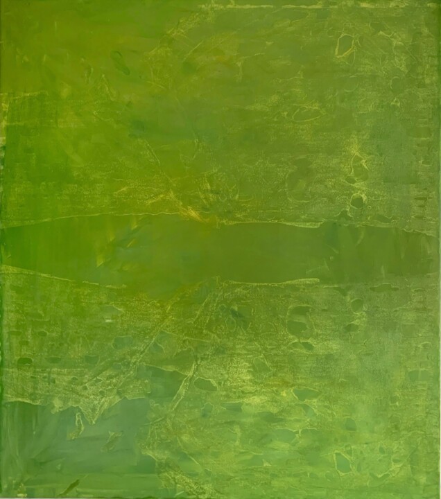 Картина под названием "Big green canvas Oi…" - Tina Shenk, Подлинное произведение искусства, Масло