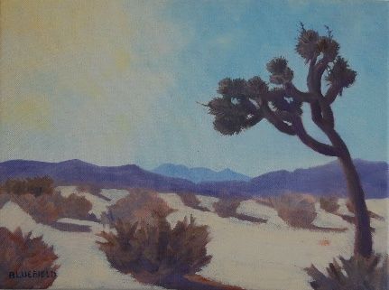Картина под названием "Winter Sun, Mojave" - Tina Bluefield, Подлинное произведение искусства, Масло