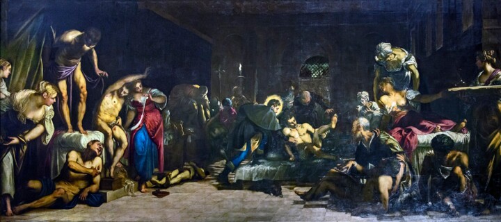 绘画 标题为“Saint Roch guérit l…” 由Tintoretto, 原创艺术品, 油