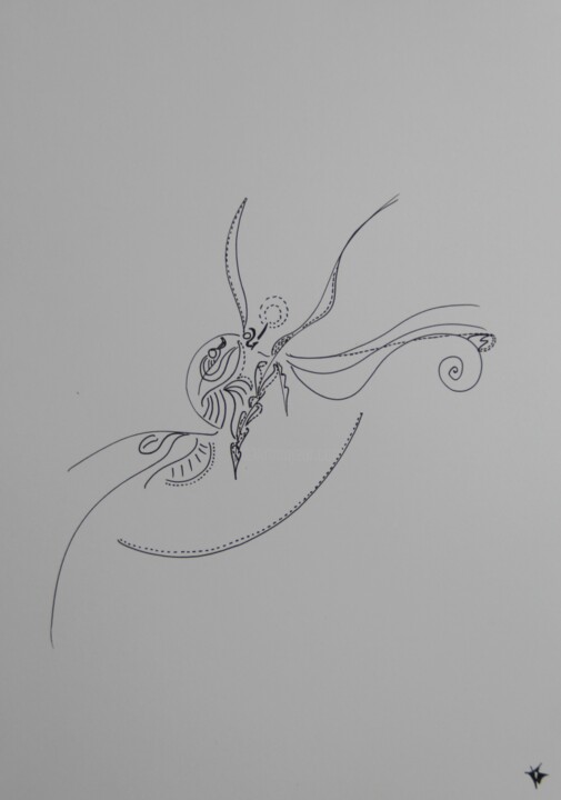 Disegno intitolato "émo'ligne6" da Tiphaine Marie, Opera d'arte originale, Penna gel