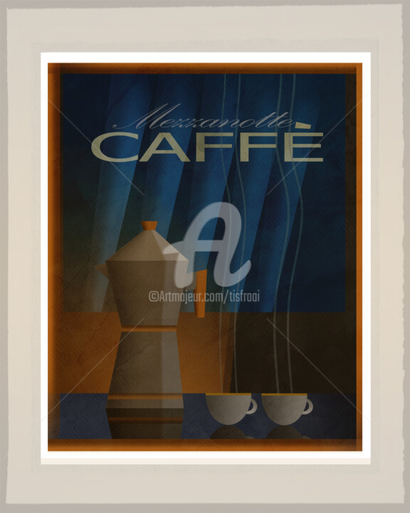 Digitale Kunst getiteld "Mezzanotte Caffe -…" door Joost Hogervorst, Origineel Kunstwerk, Digitaal Schilderwerk
