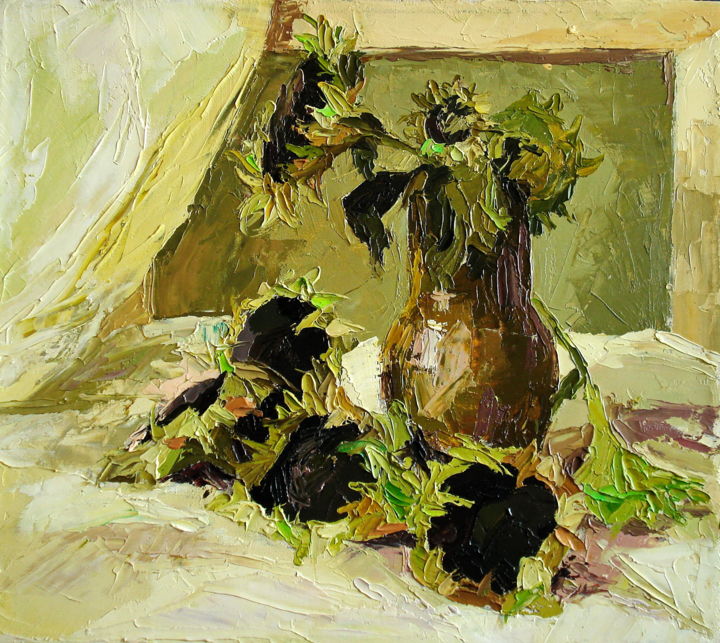 Картина под названием "Sunflowers 1999" - Olga Sedykh, Подлинное произведение искусства, Масло