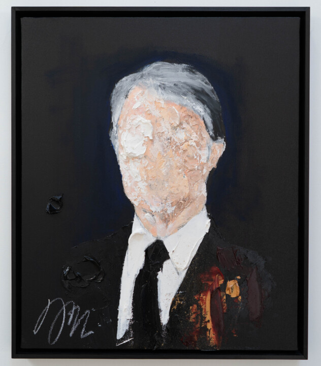 Painting titled "UNTITLED Portrait w…" by Tomoya Nakano, Original Artwork, Oil Mounted on Wood Stretcher frame
