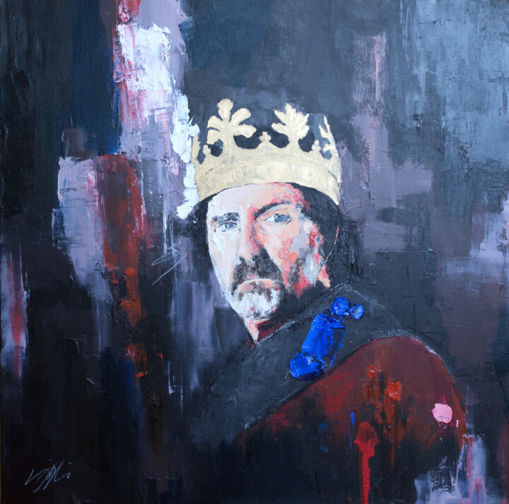 Painting titled "The King" by Tomoya Nakano, Original Artwork, Oil Mounted on Wood Stretcher frame