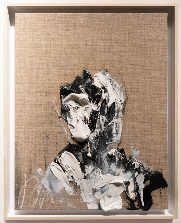 Ζωγραφική με τίτλο "White Portrait work" από Tomoya Nakano, Αυθεντικά έργα τέχνης, Λάδι Τοποθετήθηκε στο Ξύλινο φορείο σκελε…