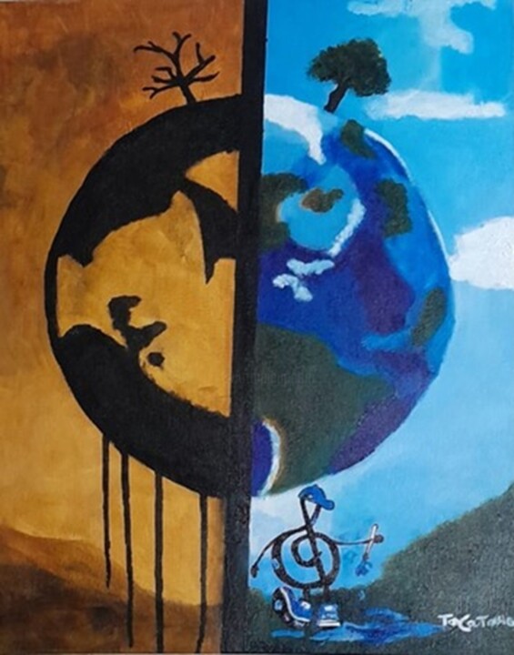 "Salve o Planeta" başlıklı Tablo Ton Coutinho tarafından, Orijinal sanat, Akrilik