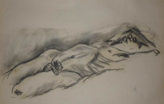 「Male Nude #12」というタイトルの描画 Toni Medfordによって, オリジナルのアートワーク