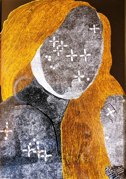 Картина под названием "Pondering Infinity" - Tonjua Lyles, Подлинное произведение искусства, Scratchboard