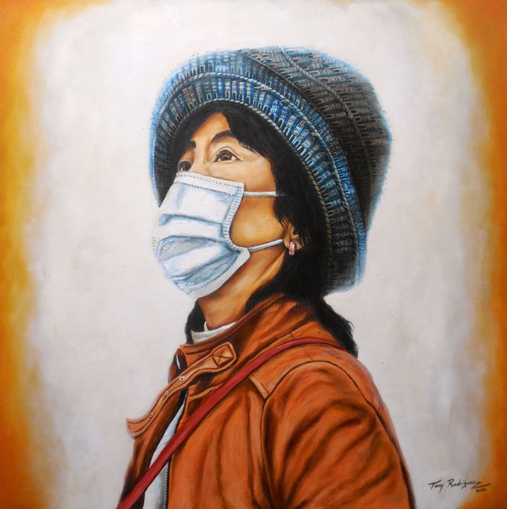 Peinture intitulée "In times of coronav…" par Tony Rodriguez(Juan Antonio Rodriguez Ol, Œuvre d'art originale, Huile