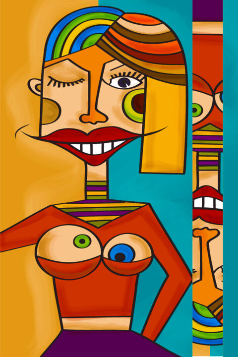 제목이 "Ode To Picasso Woman"인 미술작품 Tony Rubino로, 원작, 아크릴 나무 들것 프레임에 장착됨