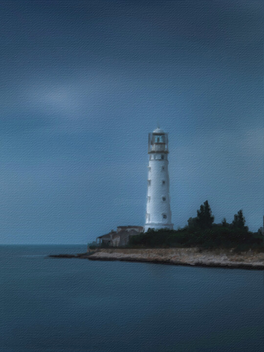 Malarstwo zatytułowany „Light House Lightho…” autorstwa Tony Rubino, Oryginalna praca, Akryl Zamontowany na Drewniana rama n…