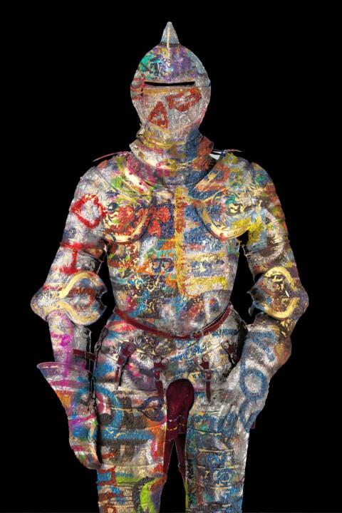 Malarstwo zatytułowany „Graffiti Knight” autorstwa Tony Rubino, Oryginalna praca, Akryl Zamontowany na Drewniana rama noszy