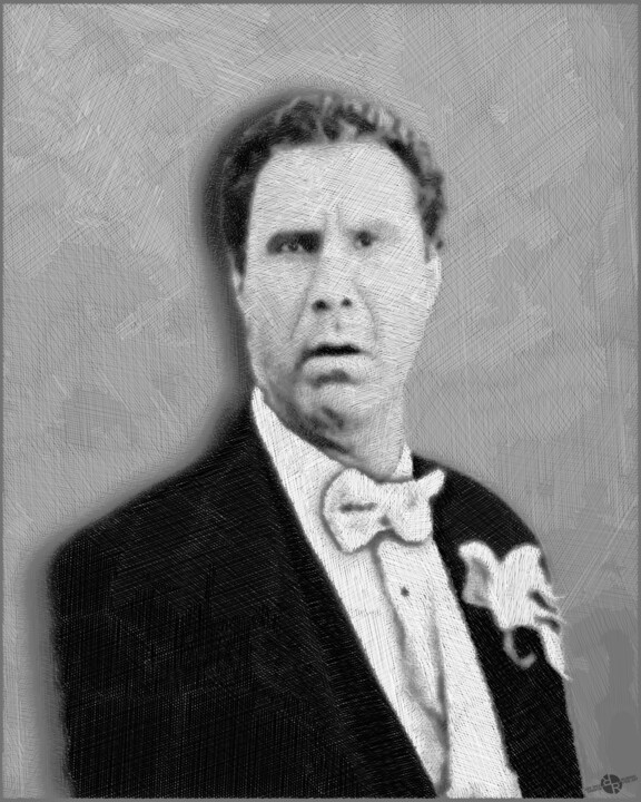 Painting titled "Will Ferrell Old Sc…" by Tony Rubino, Original Artwork, Acrylic Mounted on Wood Stretcher frame
