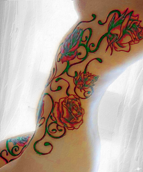Malerei mit dem Titel "Body Tattoo Woman I…" von Tony Rubino, Original-Kunstwerk, Acryl Auf Keilrahmen aus Holz montiert
