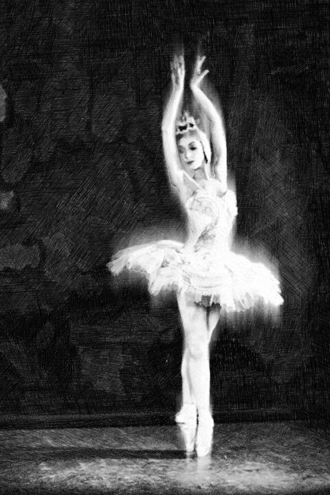 Ζωγραφική με τίτλο "Ballet Dancer Exten…" από Tony Rubino, Αυθεντικά έργα τέχνης, Ακρυλικό Τοποθετήθηκε στο Ξύλινο φορείο σκ…