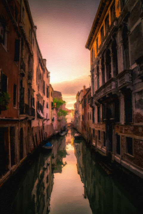 제목이 "Venice Canal Italy"인 미술작품 Tony Rubino로, 원작, 아크릴 나무 들것 프레임에 장착됨