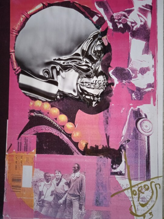 Collages titulada "AFRICAN SKULL" por Toross, Obra de arte original, Collages Montado en artwork_cat.