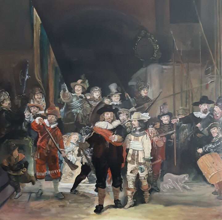 Malerei mit dem Titel "The Nightwatch" von Tracy Woe, Original-Kunstwerk, Öl