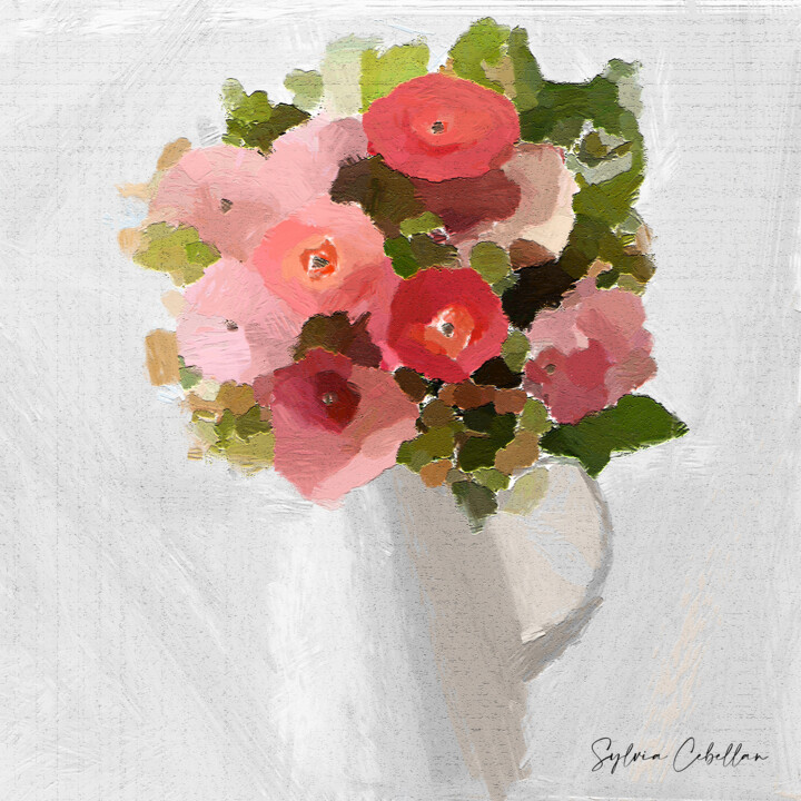 Цифровое искусство под названием "Bouquet Eleonore" - Sylvia Cebellan, Подлинное произведение искусства, Цифровая живопись