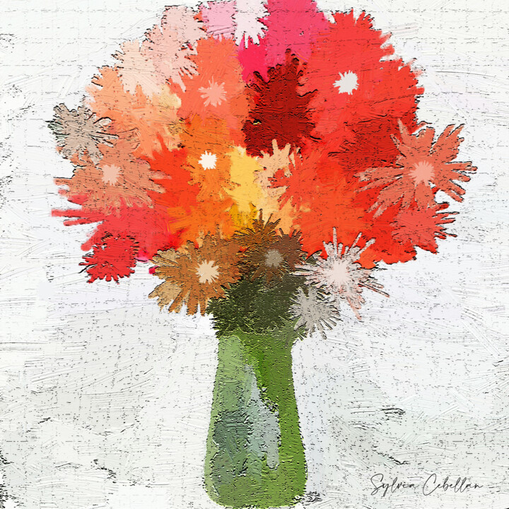 Цифровое искусство под названием "Bouquet Naomie" - Sylvia Cebellan, Подлинное произведение искусства, Цифровая живопись