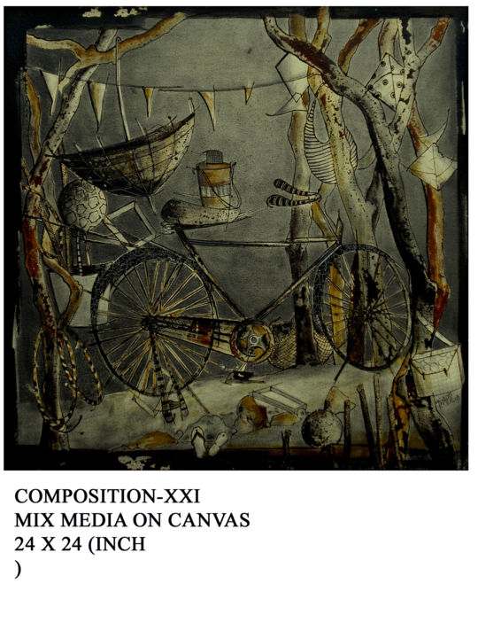 Dibujo titulada "composition xxi" por Trapti Gupta, Obra de arte original, Otro