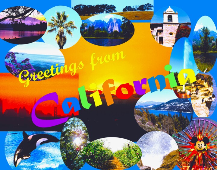 Arts numériques intitulée "Greetings from Cali…" par Troy Wilson-Ripsom, Œuvre d'art originale, Collage numérique