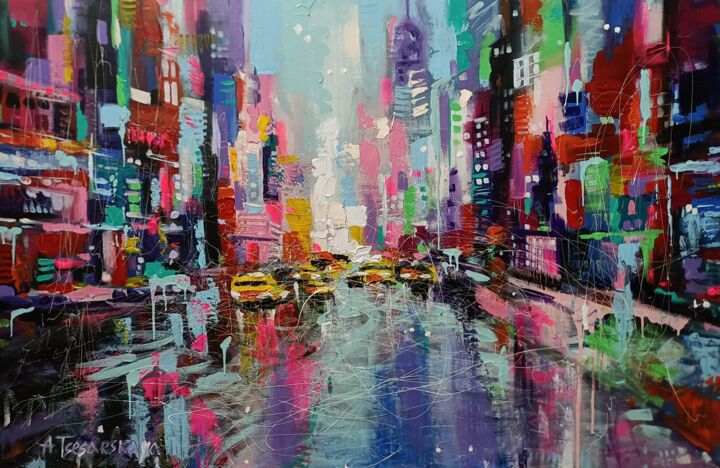 "New York street" başlıklı Tablo Aliaksandra Tsesarskaya tarafından, Orijinal sanat, Akrilik