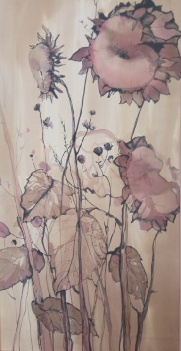 Art textile intitulée "Сухостой,2" par Tatiana Shutova, Œuvre d'art originale, Tissu Monté sur Carton