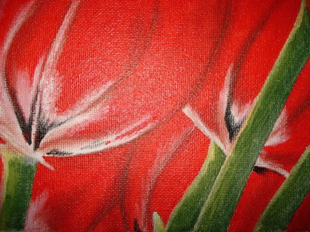 Painting titled "tulipani" by Belinda Sorensen, Original Artwork
