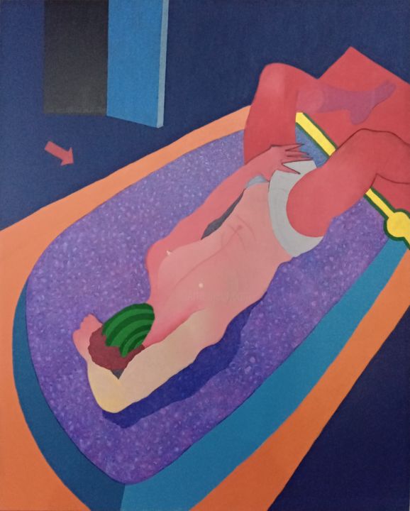 Peinture intitulée "Noite de hotel." par José Maria De Carvalho, Œuvre d'art originale, Acrylique