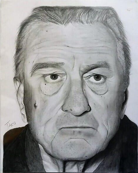 Dessin intitulée "Robert de niro" par Tzina Tsaou, Œuvre d'art originale, Crayon