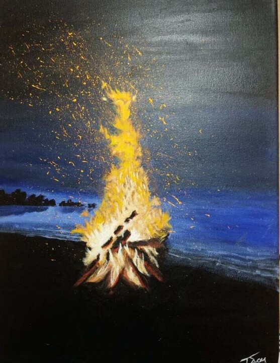 绘画 标题为“Fire night” 由Tzina Tsaou, 原创艺术品, 丙烯
