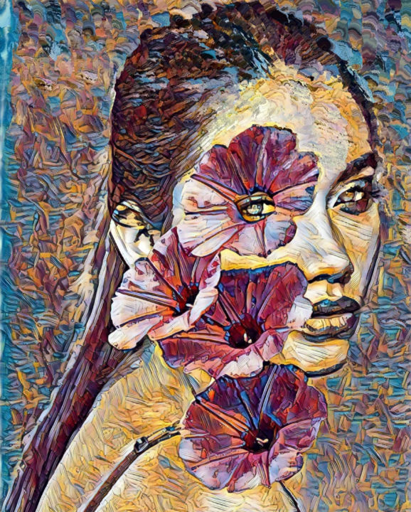 Digital Arts titled "Morena Flor" by Ubiraci Borges, Original Artwork, Digital Painting