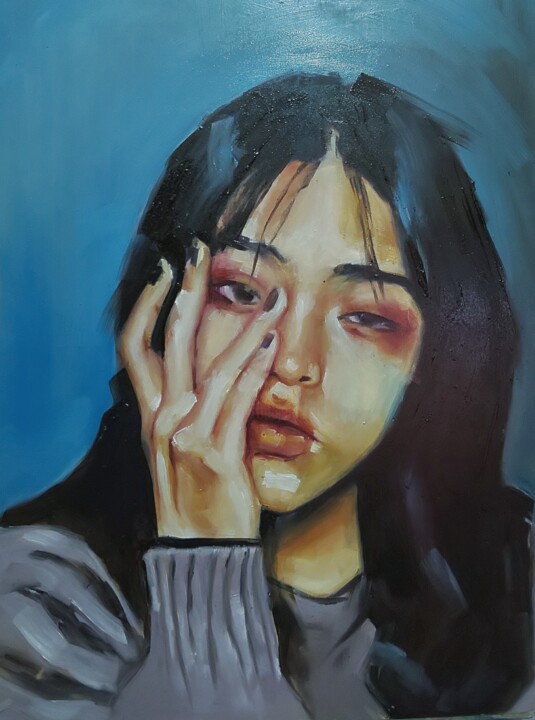 Schilderij getiteld "Women 10" door Ujang Ismail, Origineel Kunstwerk, Olie