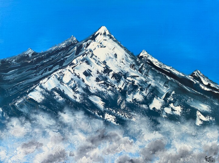 Malerei mit dem Titel "Alps" von Uliana Titova, Original-Kunstwerk, Öl Auf Keilrahmen aus Holz montiert